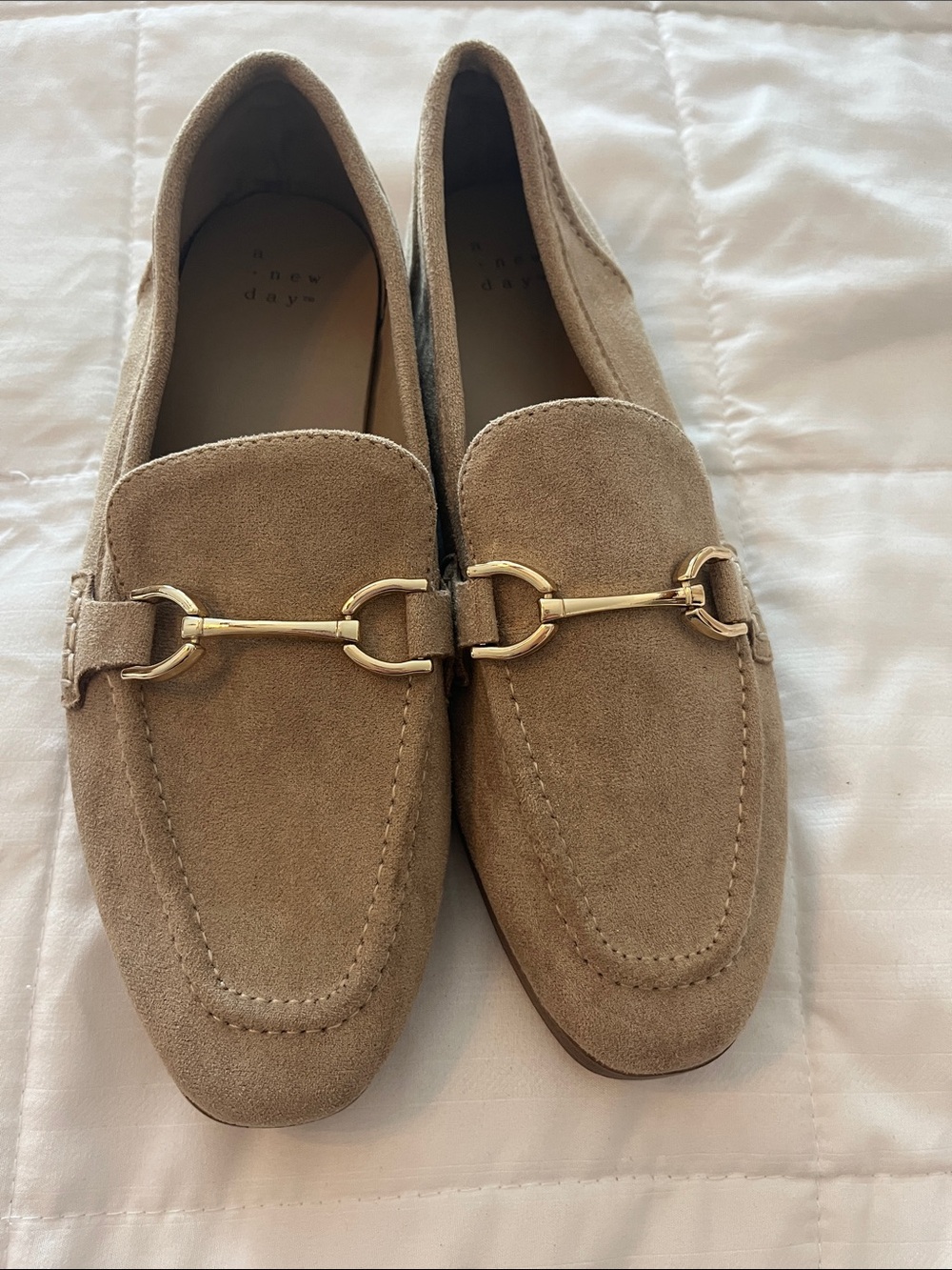 a new day Taupe Suede Loafers with Gold Bit